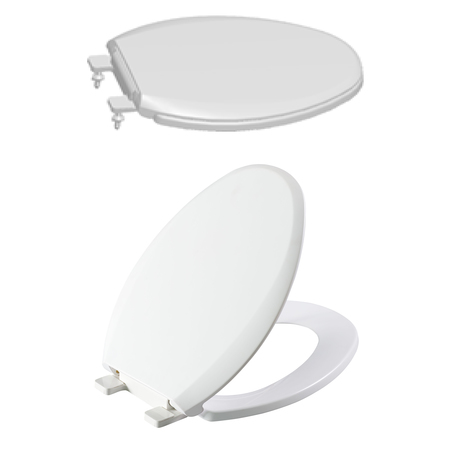 BLUEVUE Deluxe Toilet Seat with Slow Close & Easy Clean Hinges, Elongated BV1241-1904-WH